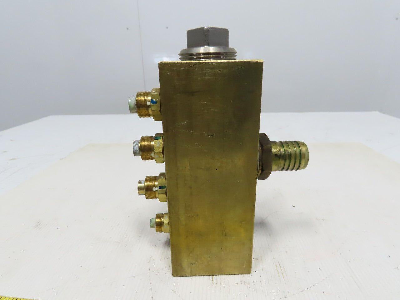 11 Port Brass Manifold Block Inlet 1"&1-1/4" NPT 8 Outlet 3/8" NPT 2-1/2"x6-1/2"