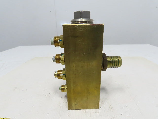 11 Port Brass Manifold Block Inlet 1"&1-1/4" NPT 8 Outlet 3/8" NPT 2-1/2"x6-1/2"