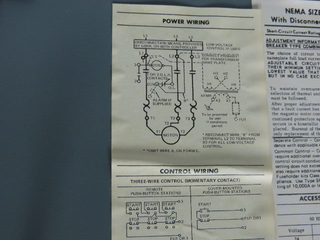 Square D 8538 SCG14 Single Throw Fusible Disconnect Safety SwitchW/Motor Starter