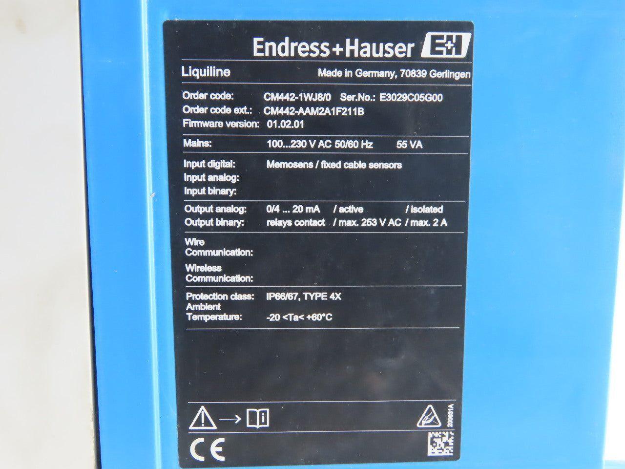 Endress & Hauser CM442-1WJ8/0 Liquiline M CM42 Transmitter 200-230V 55VA