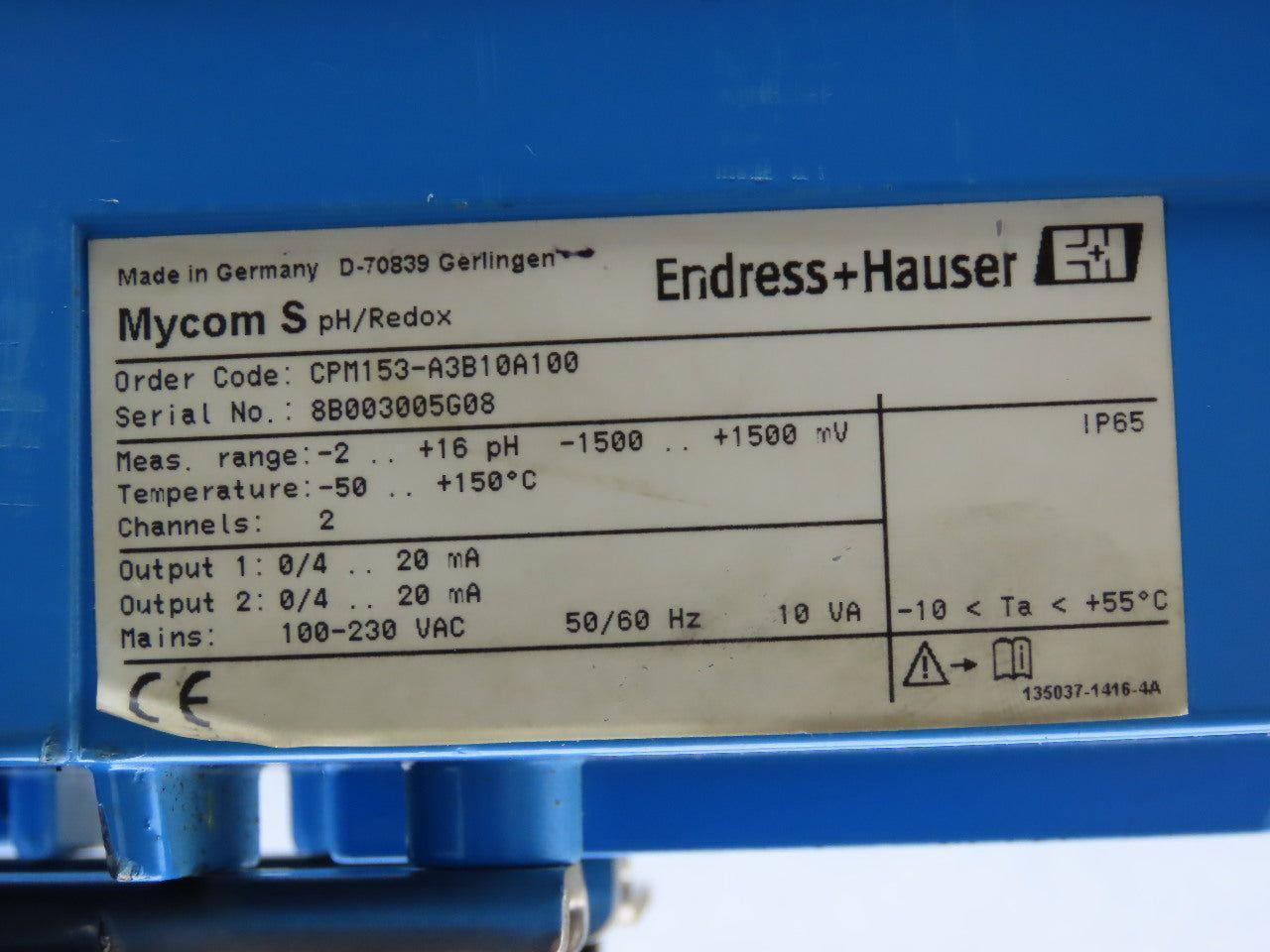Endress & Hauser CPM153-A3B10A100 Mycom S CPM 153 pH & Redox Transmitter