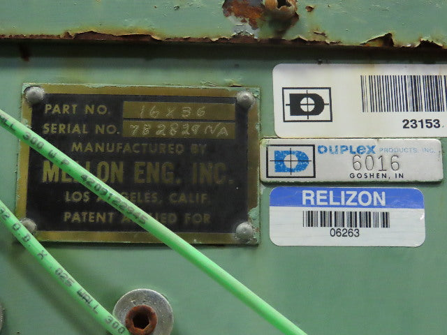 Mellon Eng. 16x36 41" Pneumatic Swing Cut-Off Shear 6-1/2" Stroke