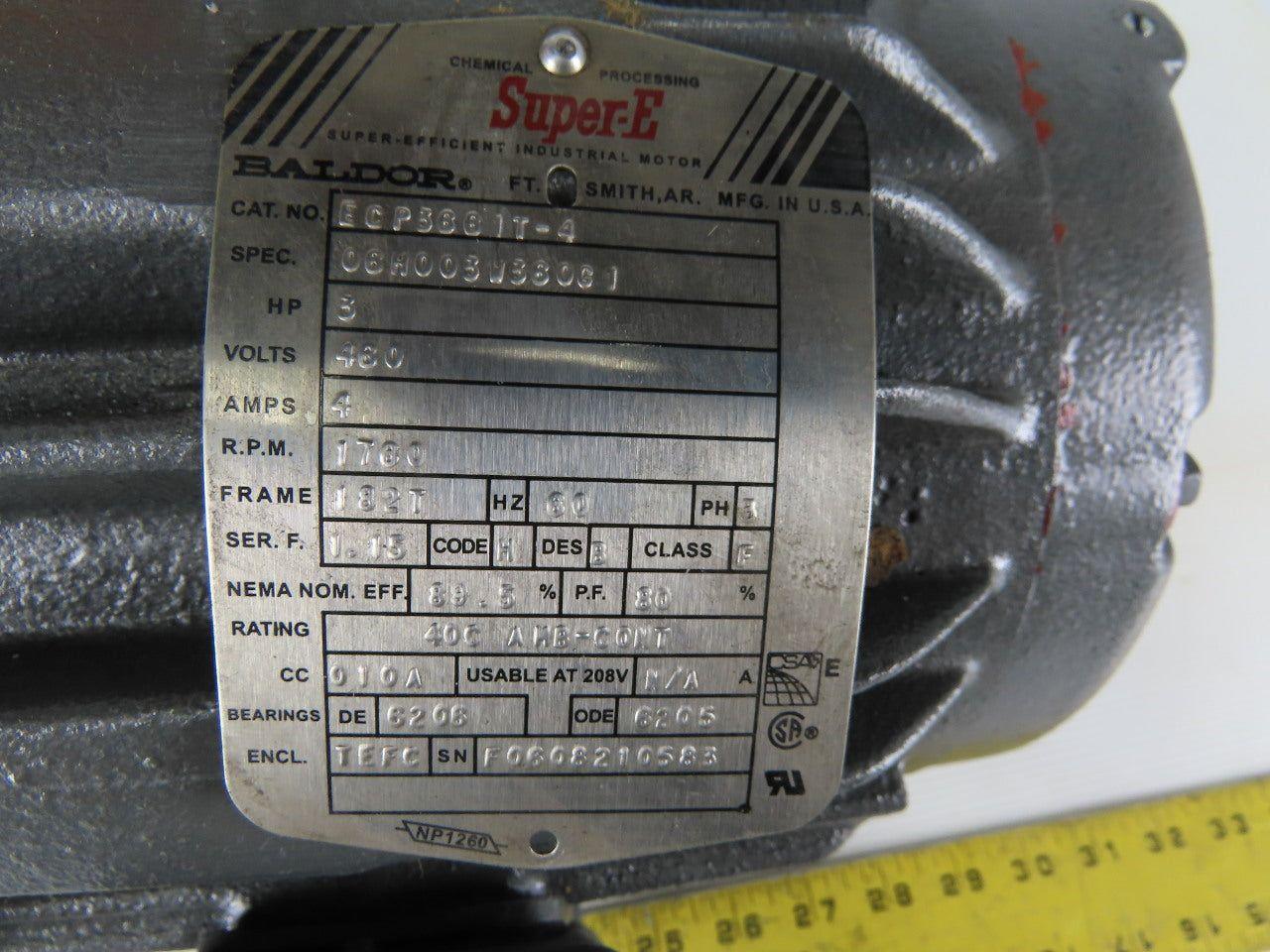 Baldor ECP366IT-4 3Hp 1780RPM 460V 182TC Frame 1-1/8" Shaft AC Motor