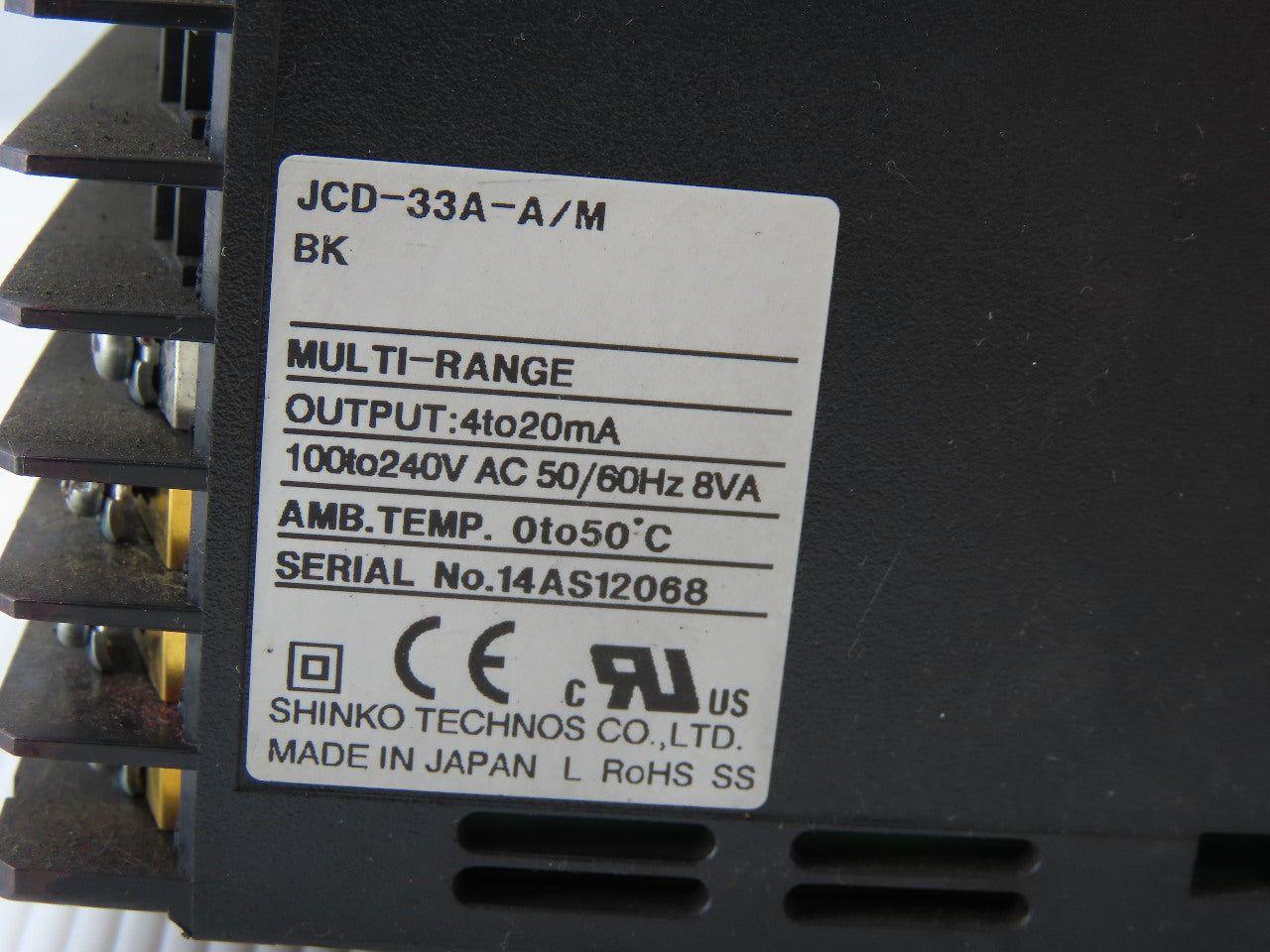 Shinko Technologies JCD-33A-A/m Temperature Controller 4-20mA 100-240VAC 8VA