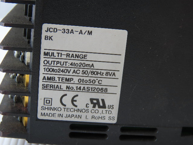 Shinko Technologies JCD-33A-A/m Temperature Controller 4-20mA 100-240VAC 8VA