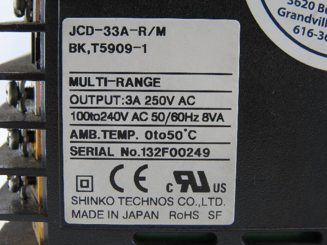 Shinko JCD-33A-R/M Temperature Controller 3A 100-240VAC 8VA