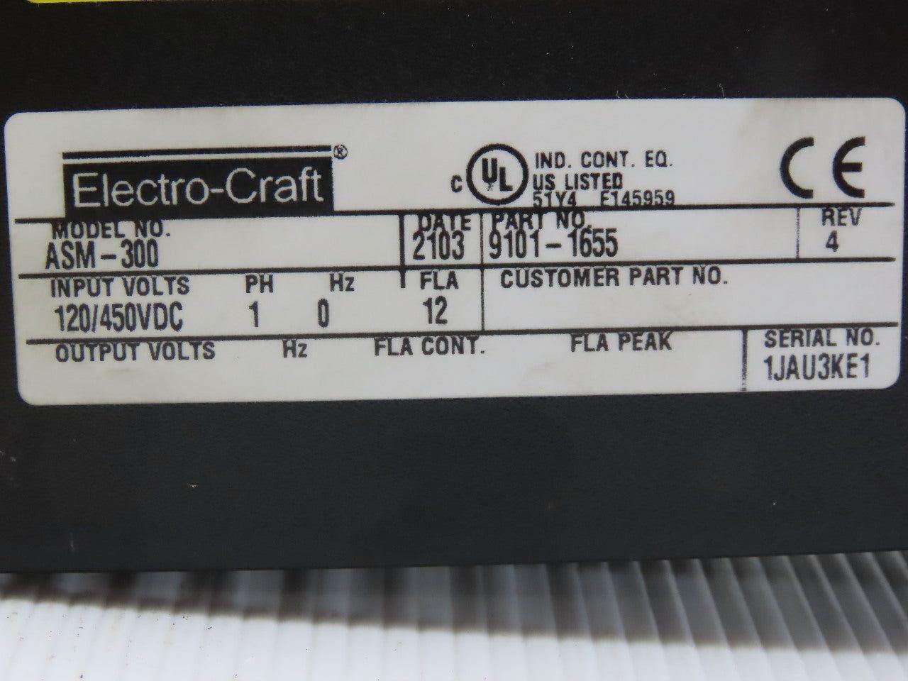 Electro-Craft ASM-300 9101-1655 BRU- Series 120/450VDC 1PH 2013 Model
