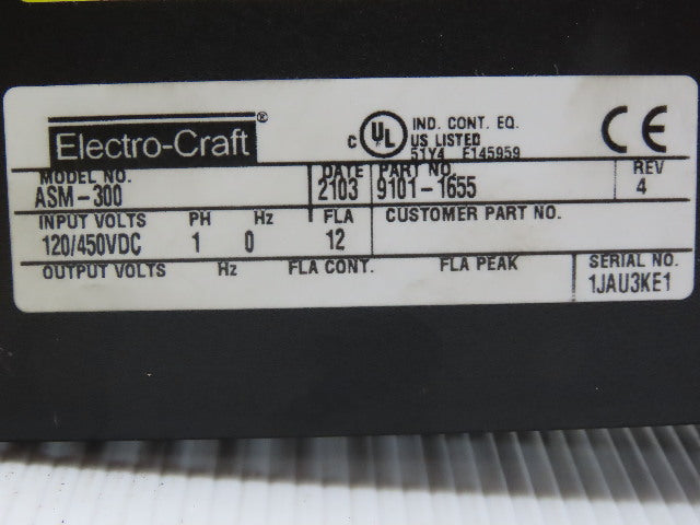 Electro-Craft ASM-300 9101-1655 BRU- Series 120/450VDC 1PH 2013 Model