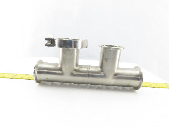 2" 4 Way Double Branch Stainless Steel Sanitary Tee