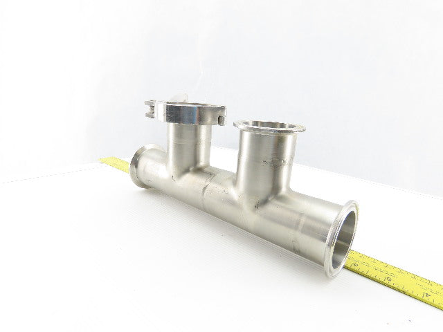 2" 4 Way Double Branch Stainless Steel Sanitary Tee