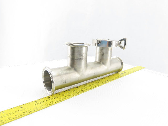 2" 4 Way Double Branch Stainless Steel Sanitary Tee