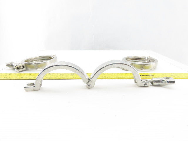 3" Stainless Steel Tri Clover Style Sanitary Clamps Lot Of 3