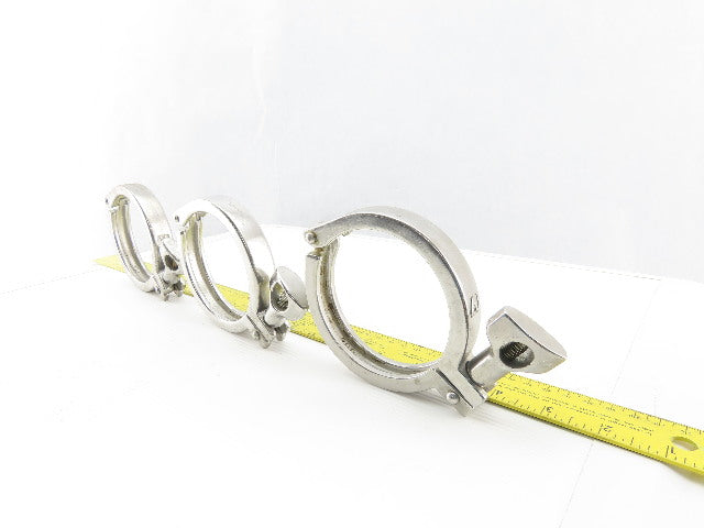 3" Stainless Steel Tri Clover Style Sanitary Clamps Lot Of 3