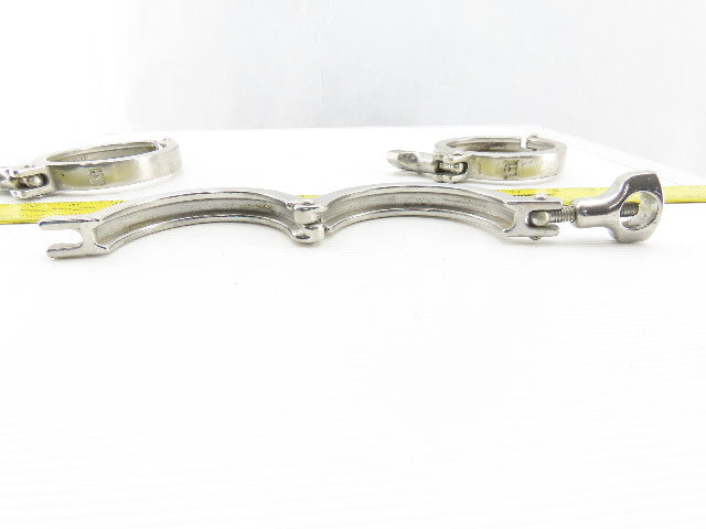 3" Stainless Steel Tri Clover Style Sanitary Clamps Lot Of 3
