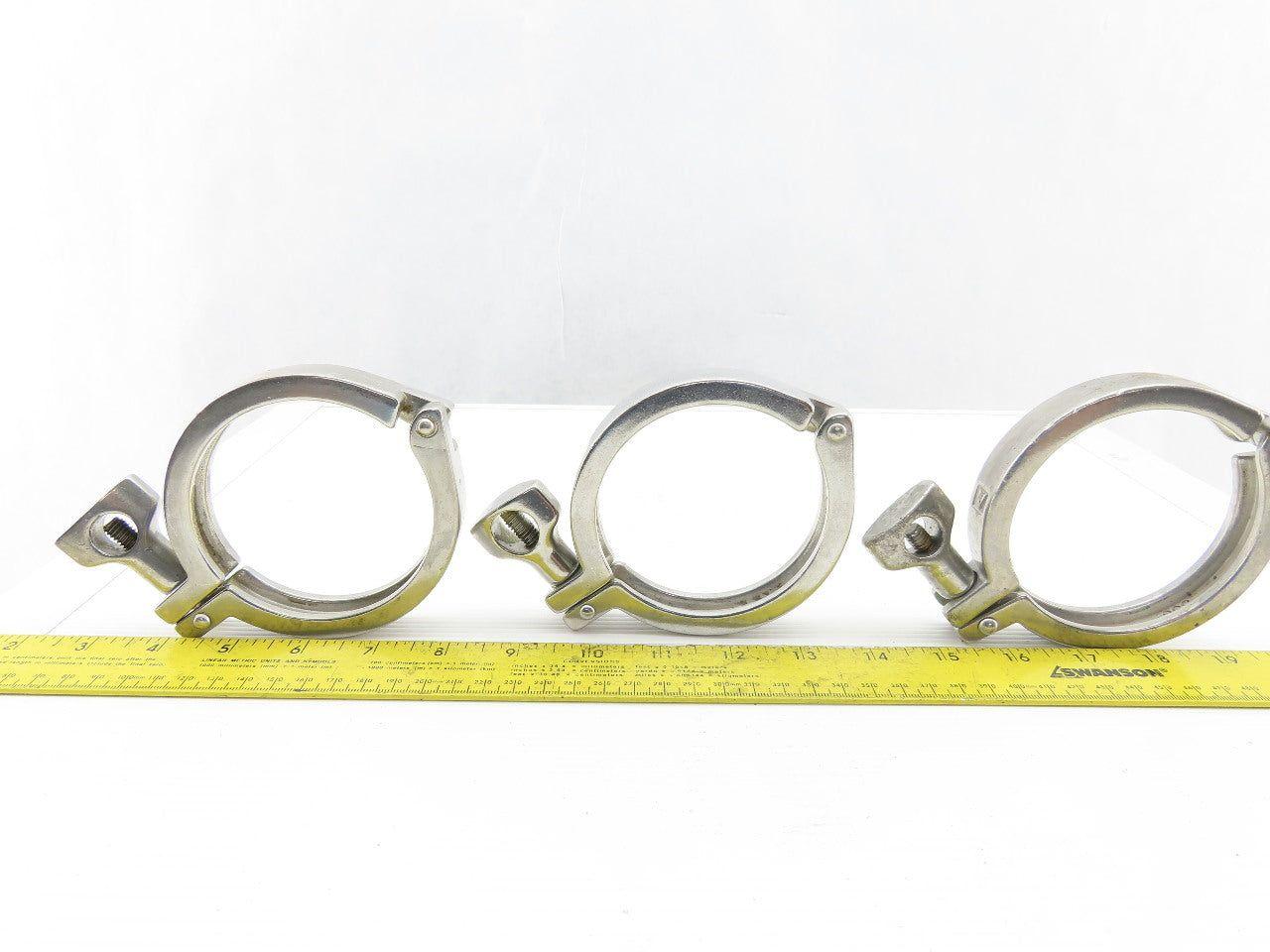 3" Stainless Steel Tri Clover Style Sanitary Clamps Lot Of 3