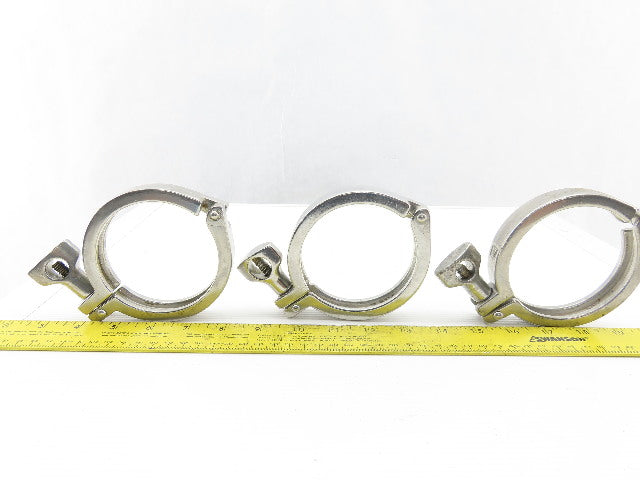 3" Stainless Steel Tri Clover Style Sanitary Clamps Lot Of 3