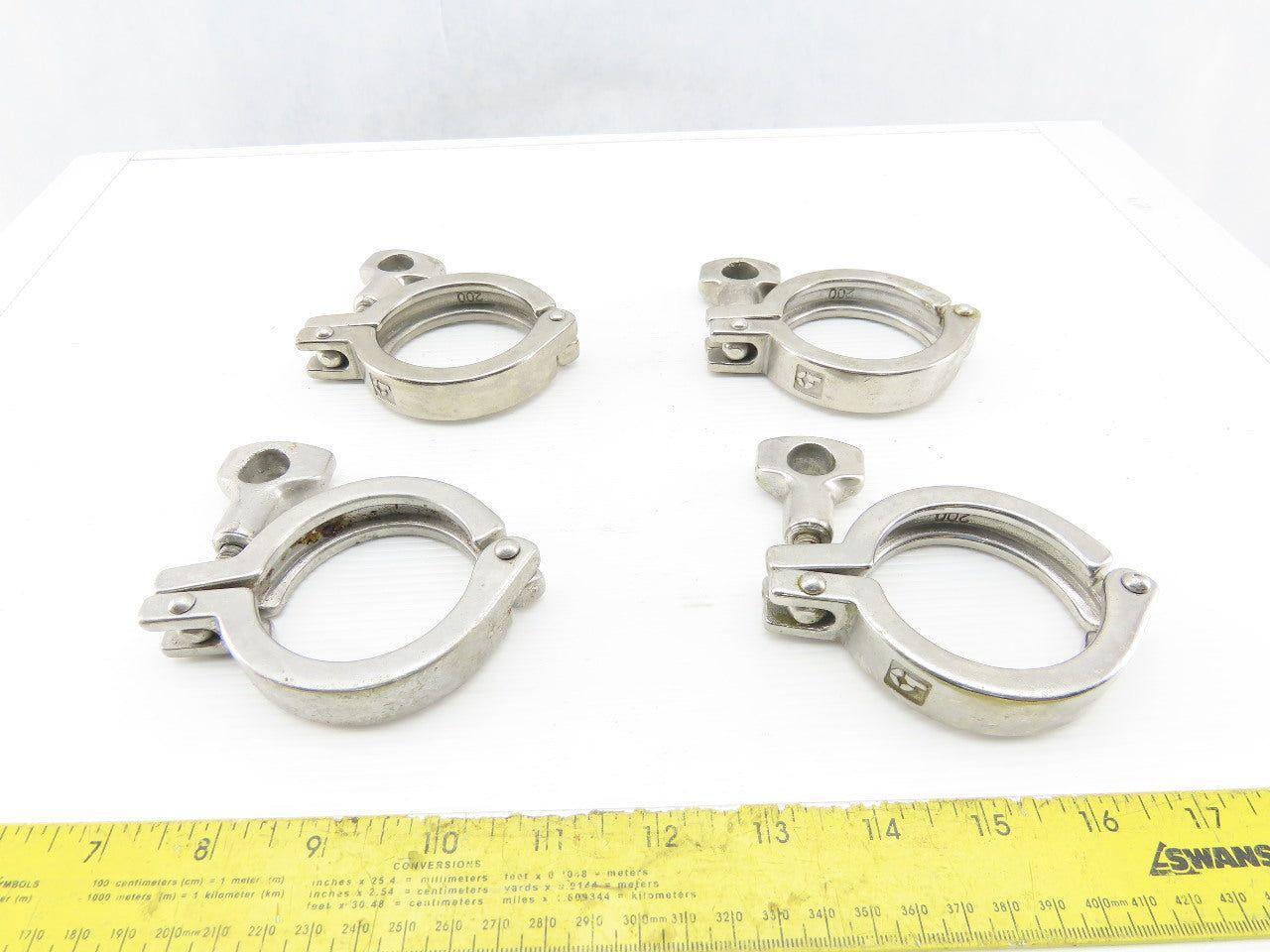 2" Stainless Steel Sanitary Tri Clover Style Clamps Lot Of 4