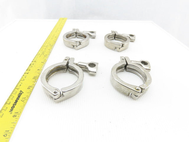 2" Stainless Steel Sanitary Tri Clover Style Clamps Lot Of 4
