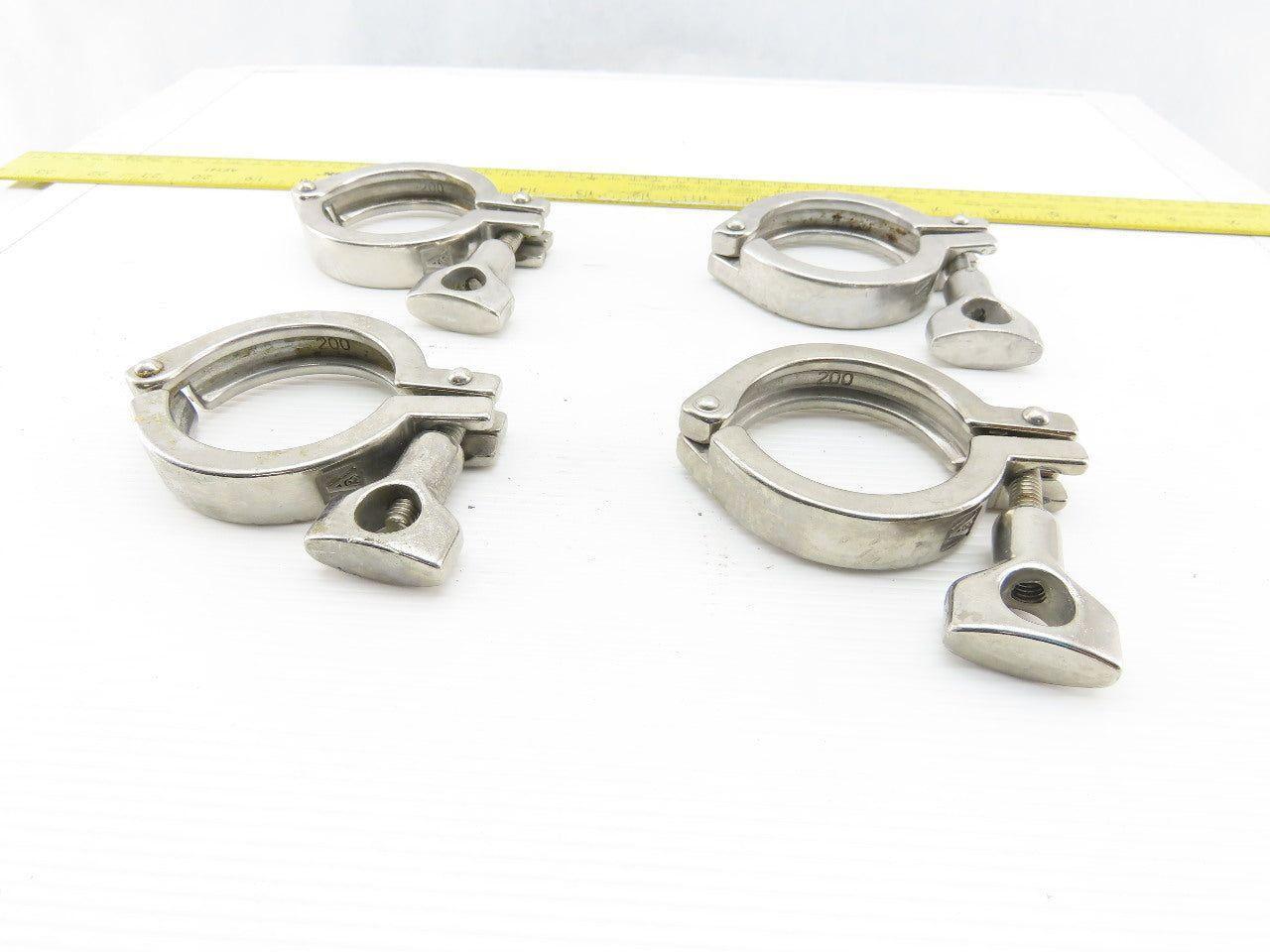 2" Stainless Steel Sanitary Tri Clover Style Clamps Lot Of 4