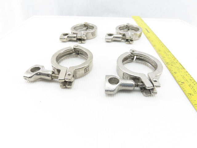 2" Stainless Steel Sanitary Tri Clover Style Clamps Lot Of 4