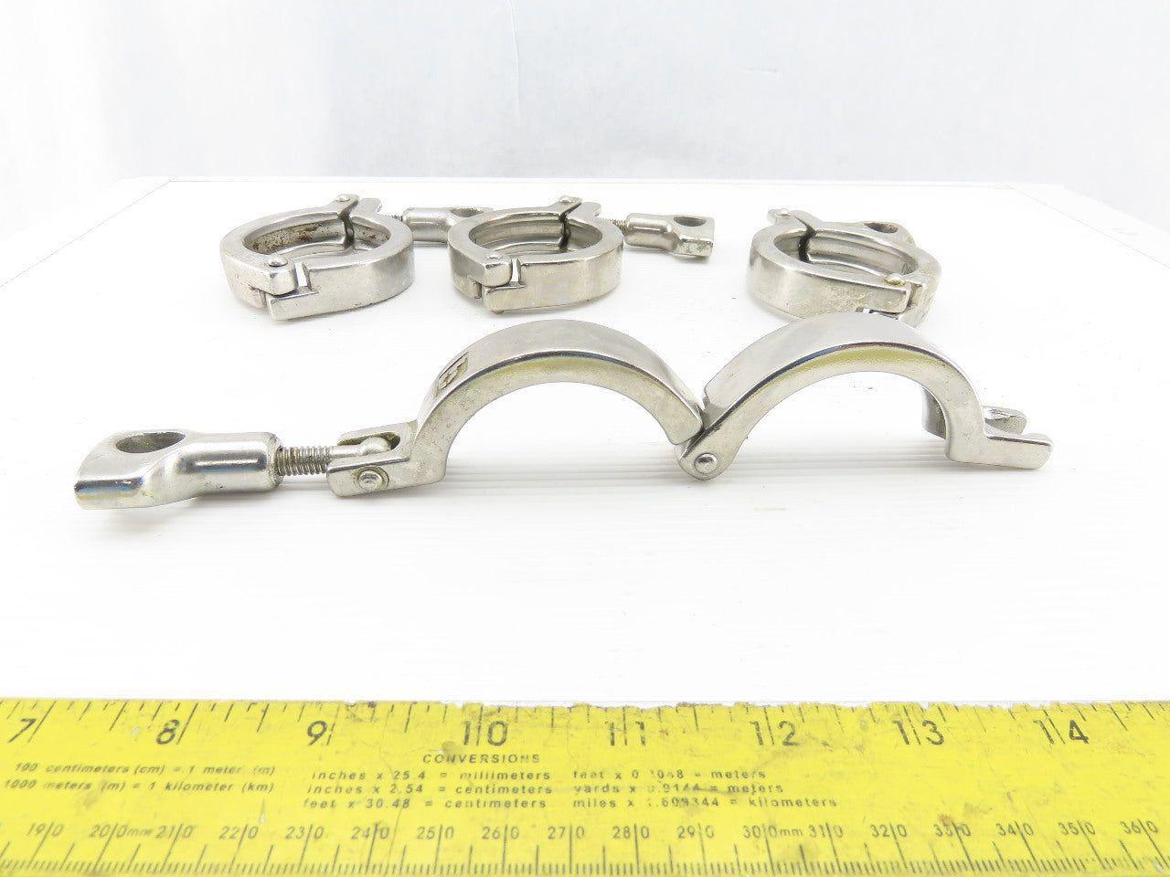 2" Stainless Steel Sanitary Tri Clover Style Clamps Lot Of 4