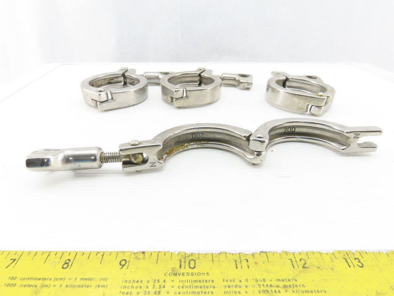 2" Stainless Steel Sanitary Tri Clover Style Clamps Lot Of 4