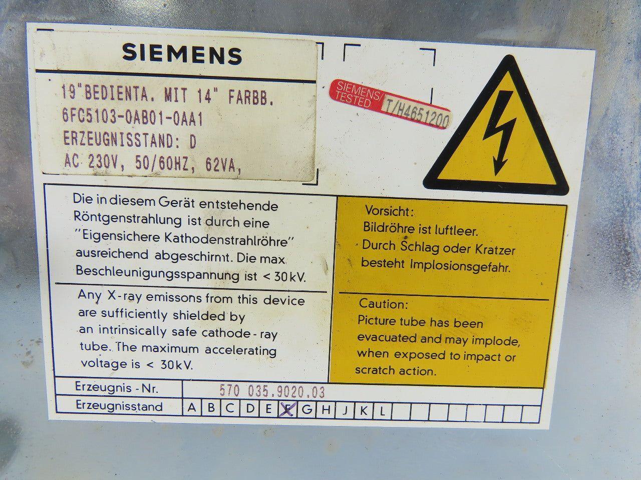 Hyundai Siemens 6FC5103-0AB01-0AA1 CNC Lathe HIT 15S Monitor Control HiTROL-840C