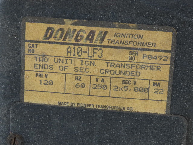 Dongan A10-LF3 Ignition Transformer 120V 60Hz 250VA
