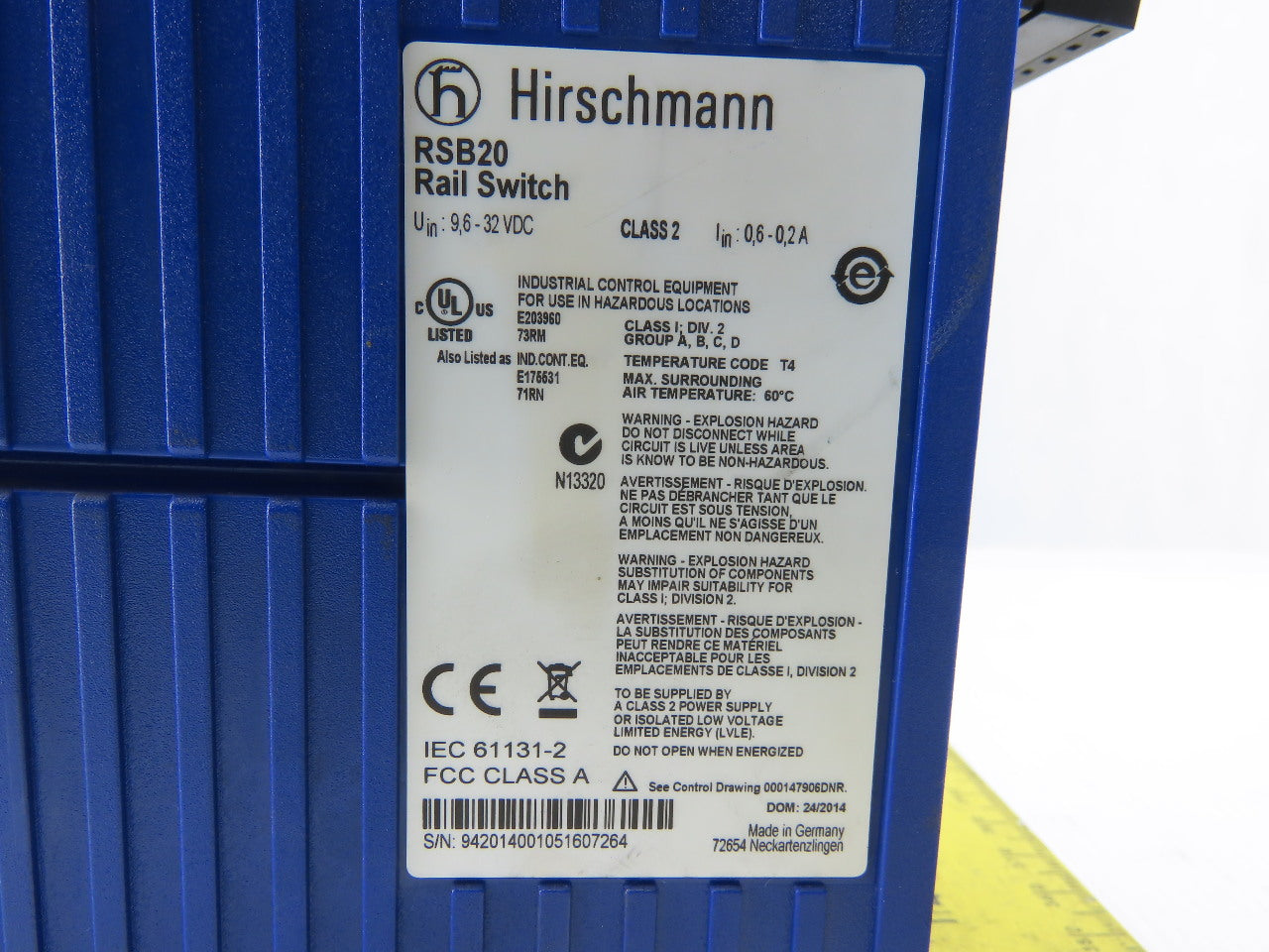 Hirschmann RSB20 Rail Switch 8 Port 32VDC DIN Rail Mount