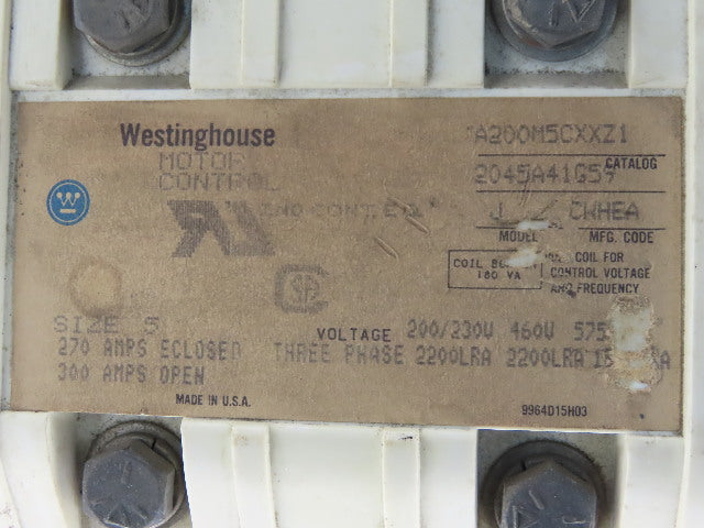 Westinghouse A200M5CXXZ1 Motor Control 3PH 220-230V 460V 575V Model J
