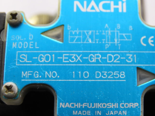 Nachi SL-G01-EX3-R-D-30 & SL-G01-EX3-GR-D2-31 Hydraulic Solenoid Valve Assembly