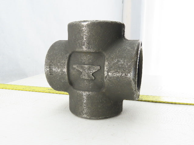 SA/A105 B16 2" NPT Malleable Black Iron Cross Pipe Fitting 4-Way Female