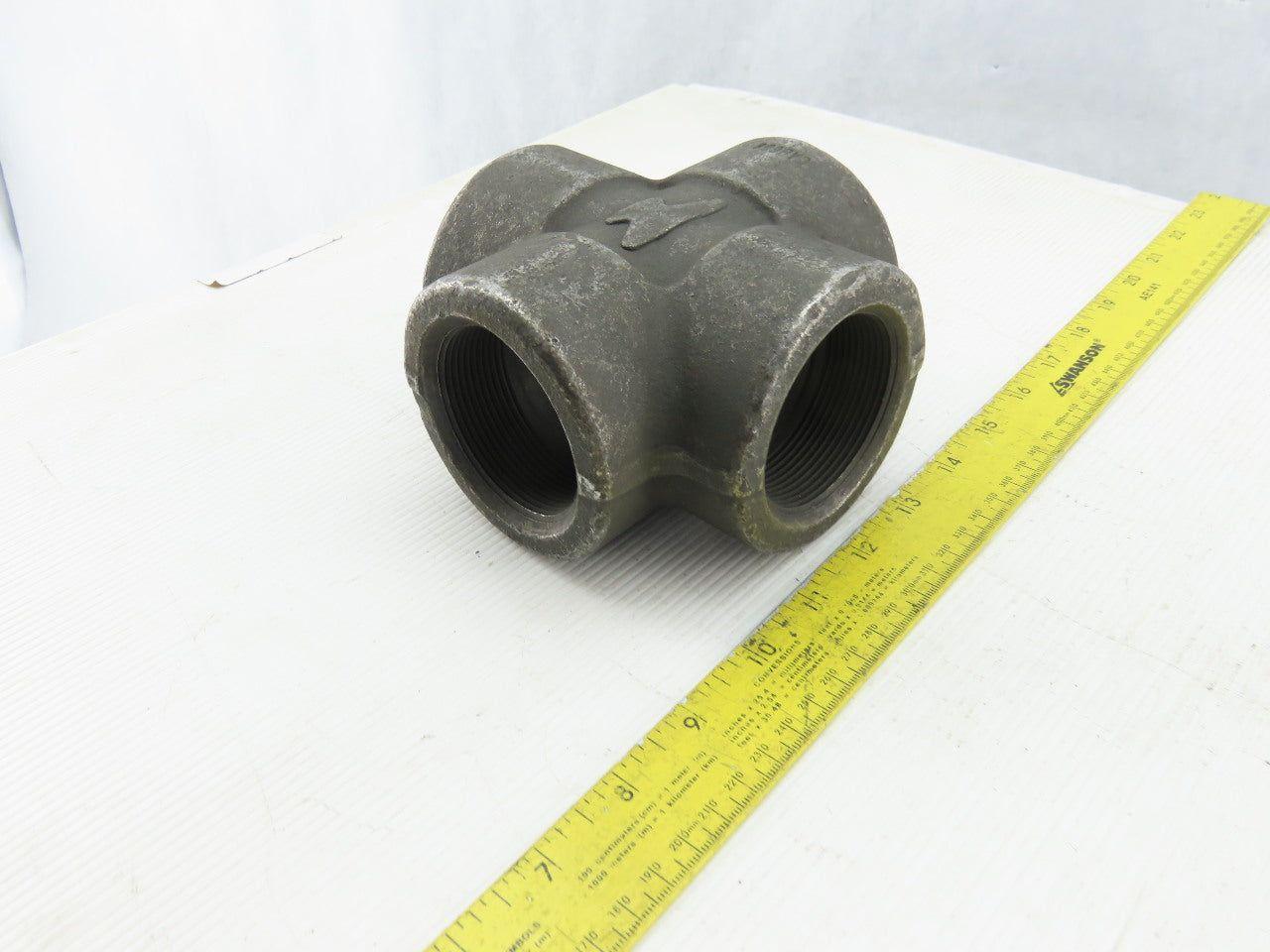 SA/A105 B16 2" NPT Malleable Black Iron Cross Pipe Fitting 4-Way Female