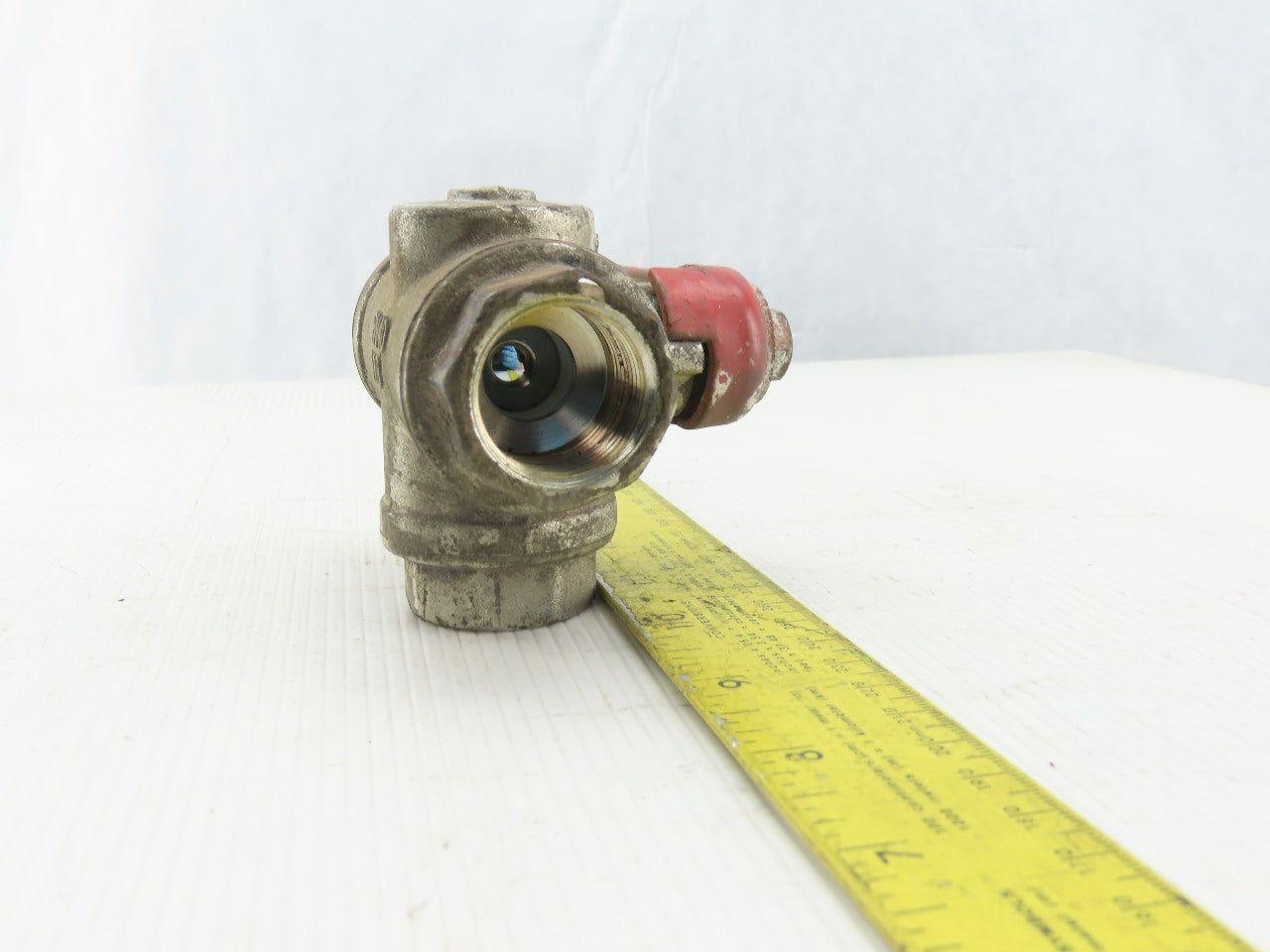 PN40 11A Stainless Steel 3 Way Ball Valve With Shutoff 3/4" NPT