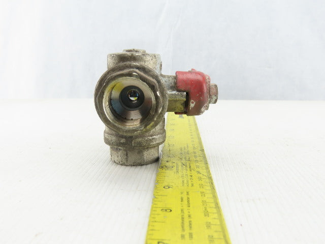 PN40 11A Stainless Steel 3 Way Ball Valve With Shutoff 3/4" NPT