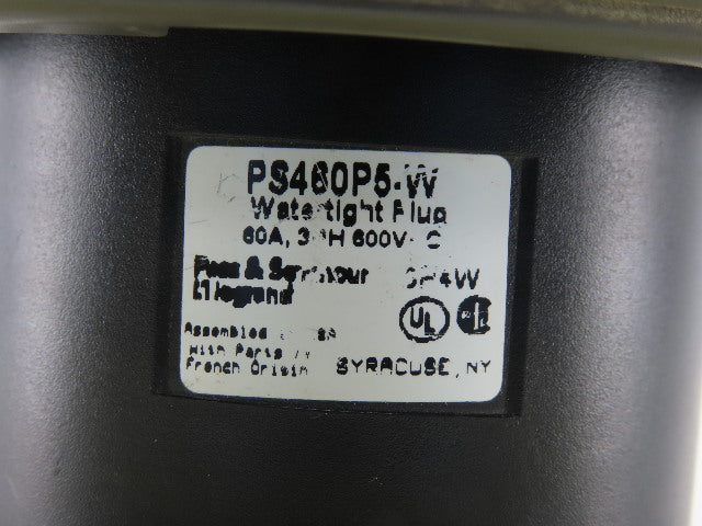 Pass & Seymour PS460p-W Watertight Plug 60A 3Ph 600VAC
