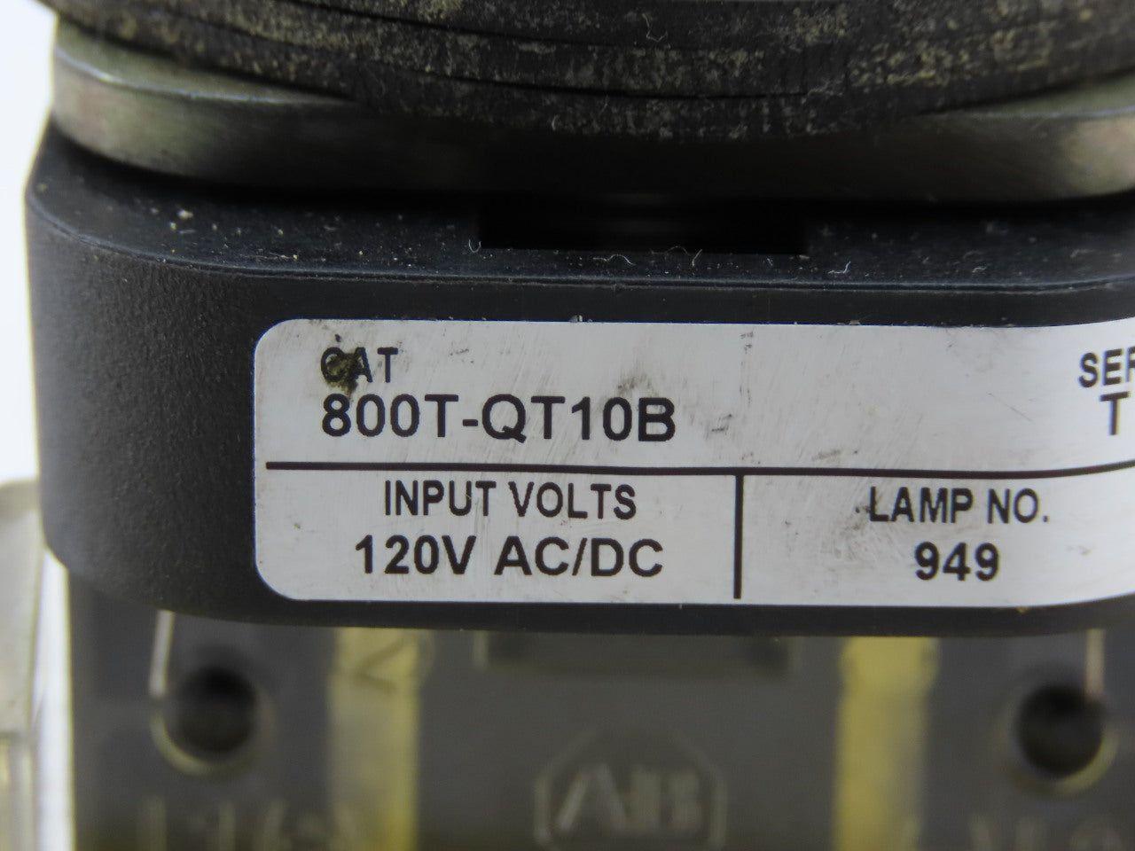 Allen Bradley 800T-QT10B/T Blue Push Button 1N.O 1N.C 120V Series T