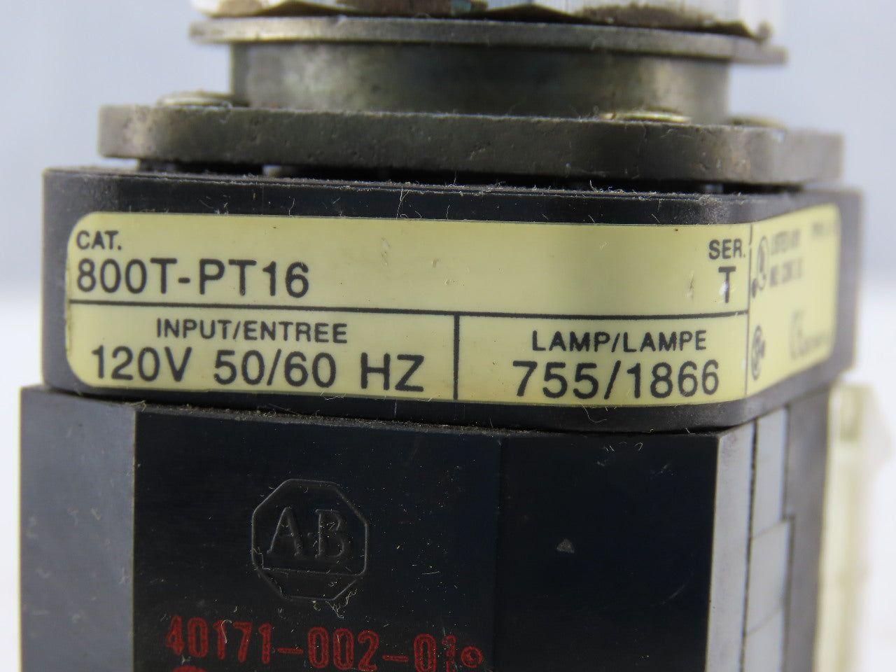 Allen Bradley 800T-PT16/T Clear Push Button 120V 1N.O 1N.C Series T