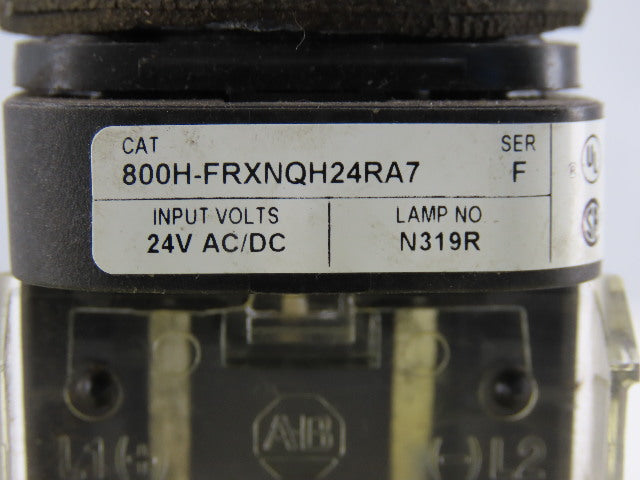 Allen Bradley 800H-FRXNQH24RA7/F Amber Push Button E-Stop 24V 1N.O 1N.C Series F