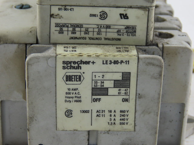 Specher + Schuh L3-80-PE 100A 600V Disconnect Safety Switch W/Operator 3 Pole
