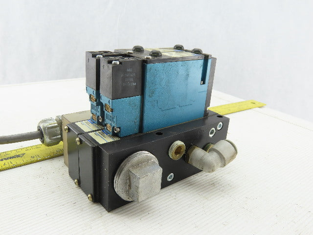 MAC 92B-AAF-000-DM-DFBP-1DM Solenoid Valve Manifold Bank Assembly of 2 24VDC