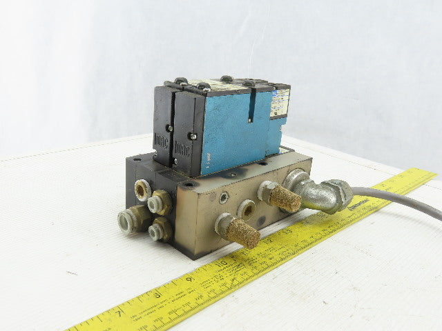 MAC 92B-AAF-000-DM-DFBP-1DM Solenoid Valve Manifold Bank Assembly of 2 24VDC