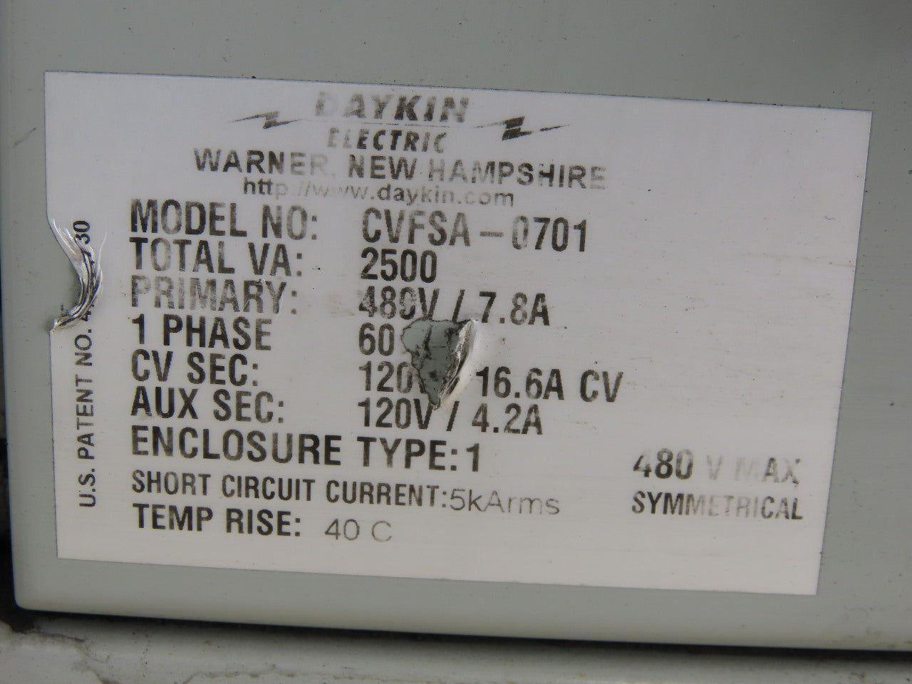 Daykin CVFSA-0701 2500VA Transformer 460HV 120LV