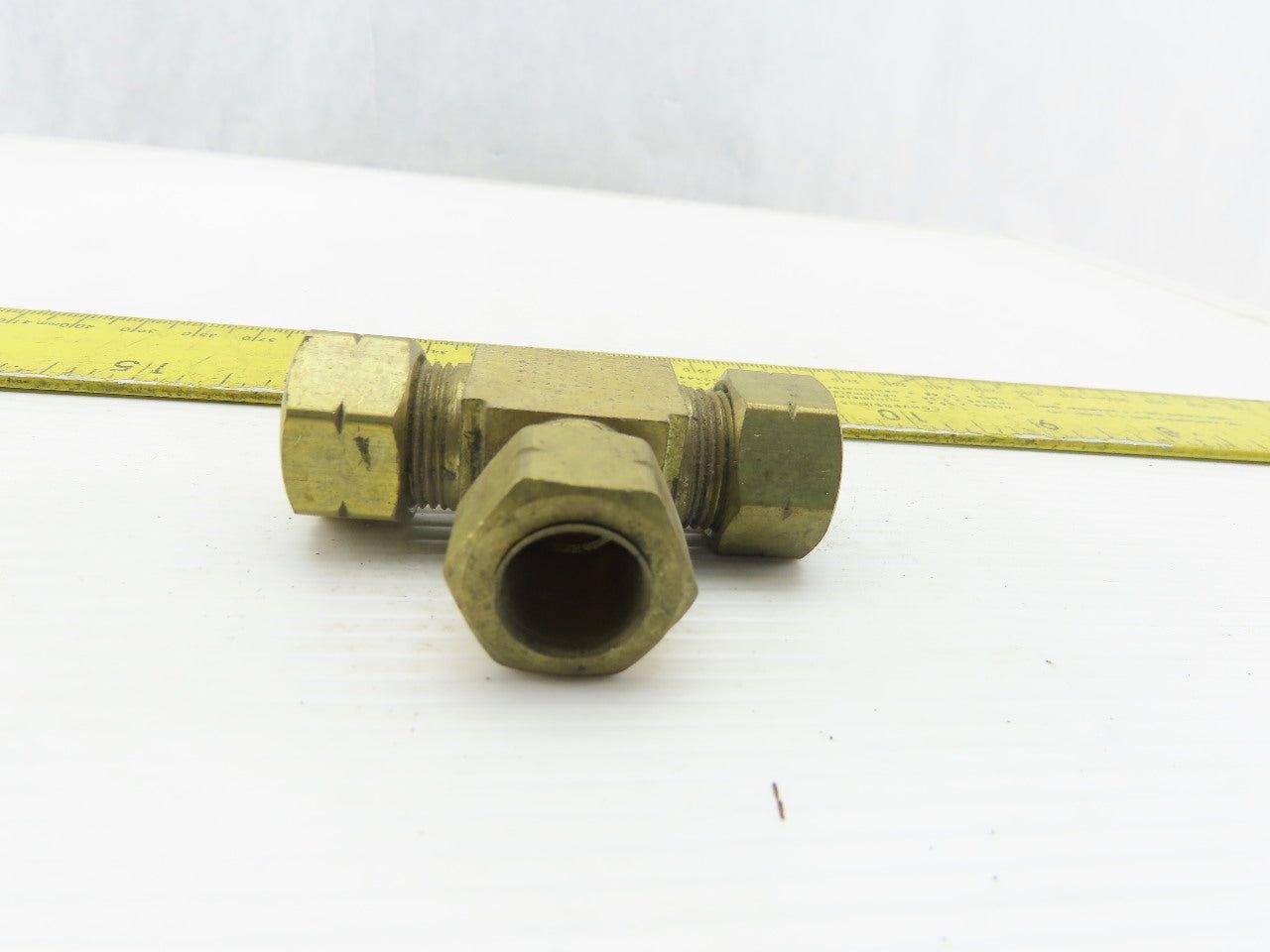 1/2" Tube OD Brass Compression Union Tee Lot Of 5