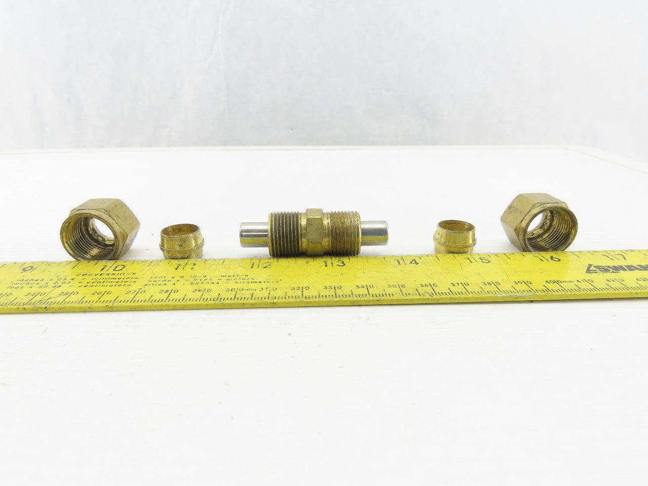 3/8" ID x 1/2" OD Brass Compression Union Lot Of 5