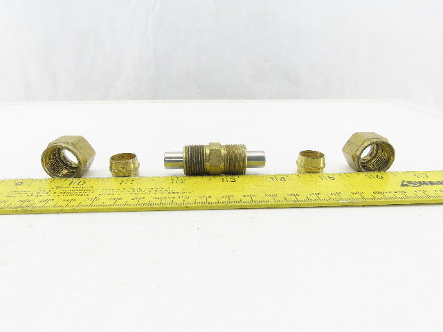 3/8" ID x 1/2" OD Brass Compression Union Lot Of 5