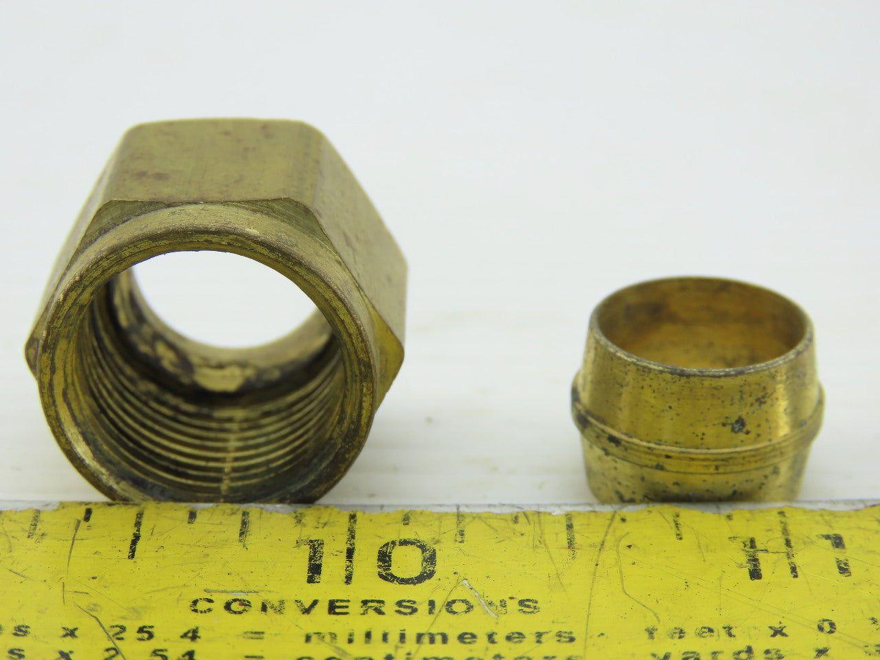 3/8" ID x 1/2" OD Brass Compression Union Lot Of 5