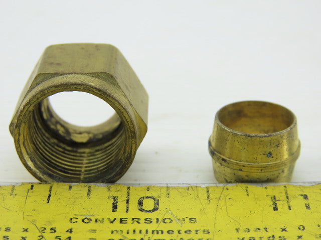 3/8" ID x 1/2" OD Brass Compression Union Lot Of 5