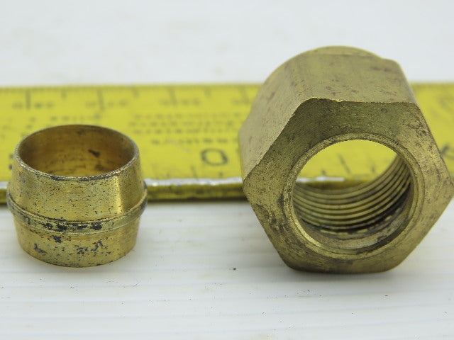 3/8" ID x 1/2" OD Brass Compression Union Lot Of 5