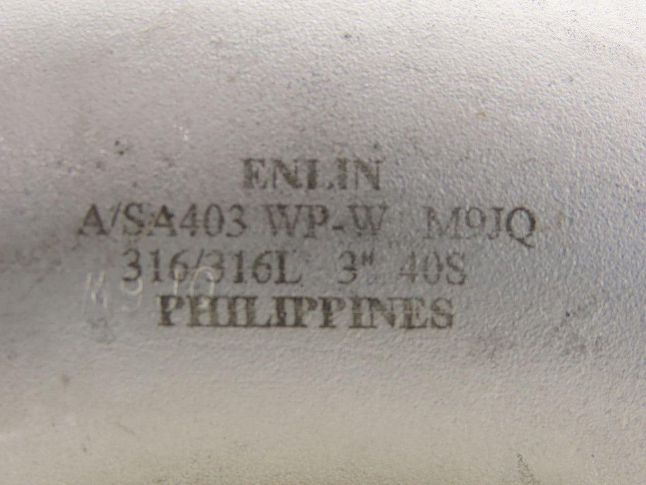 Enlin A/SA403 WP-W M9JQ 3" Butt Weld Stainless Steel 90° Elbow